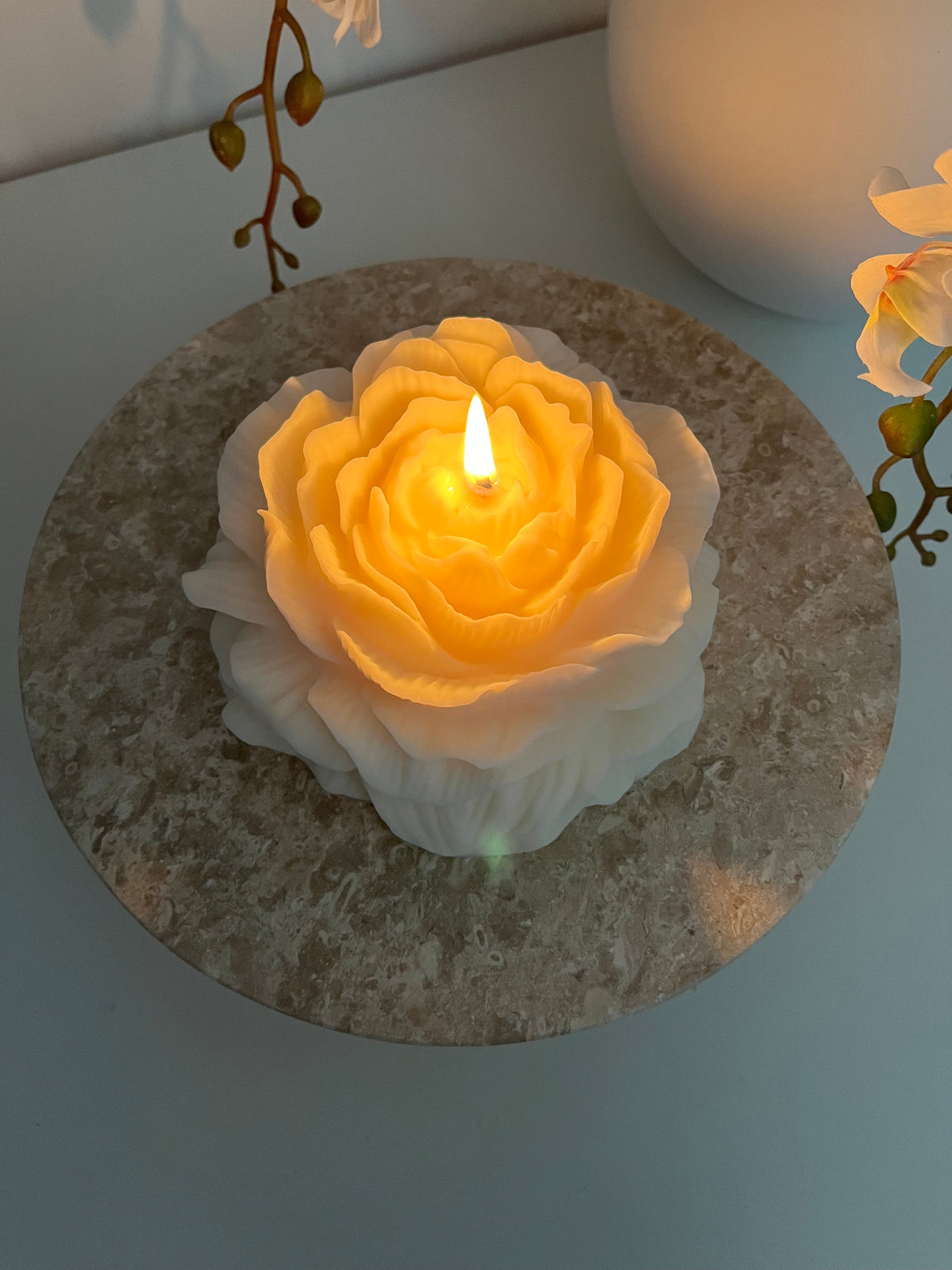 Large Peony Candle