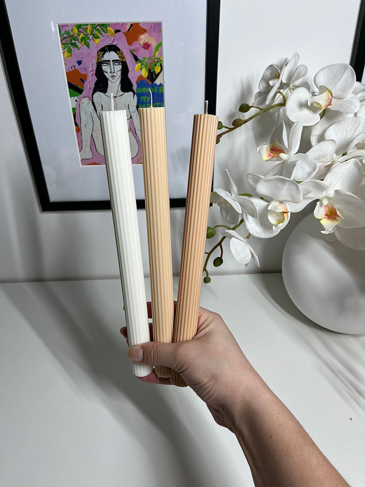 Ribbed Taper Candle Set x2