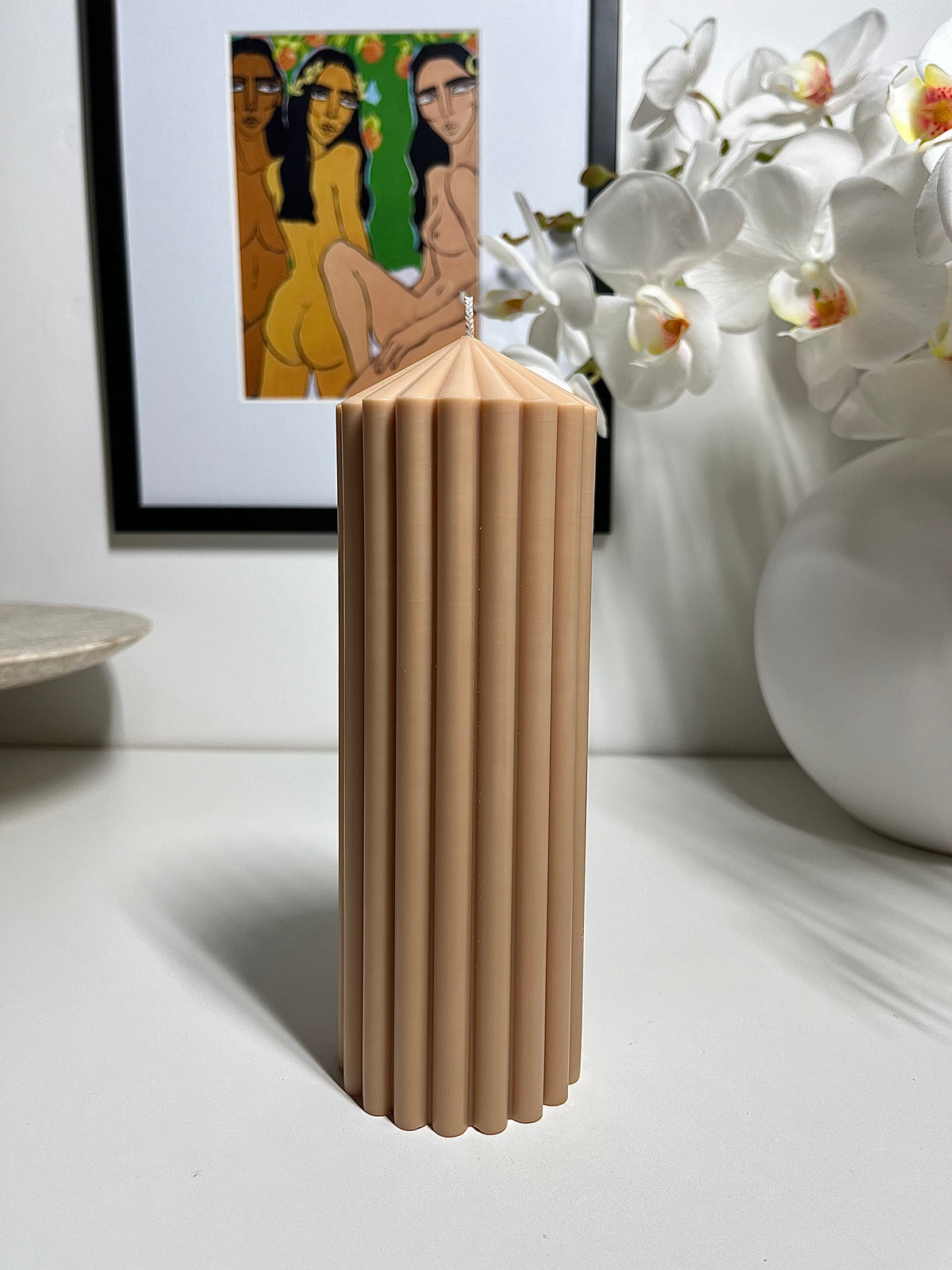 Tall Ribbed Column Candle