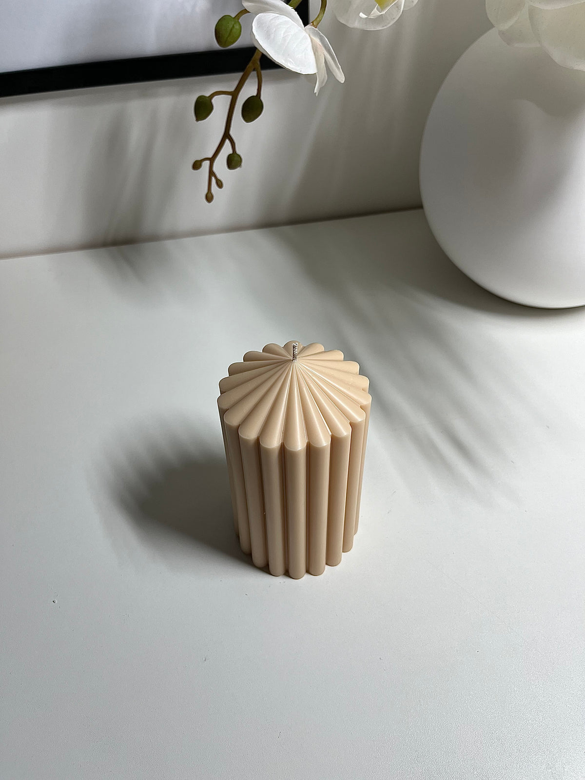 Small Ribbed Column Candle