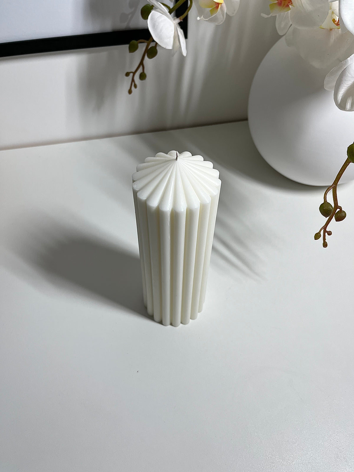 Tall Ribbed Column Candle