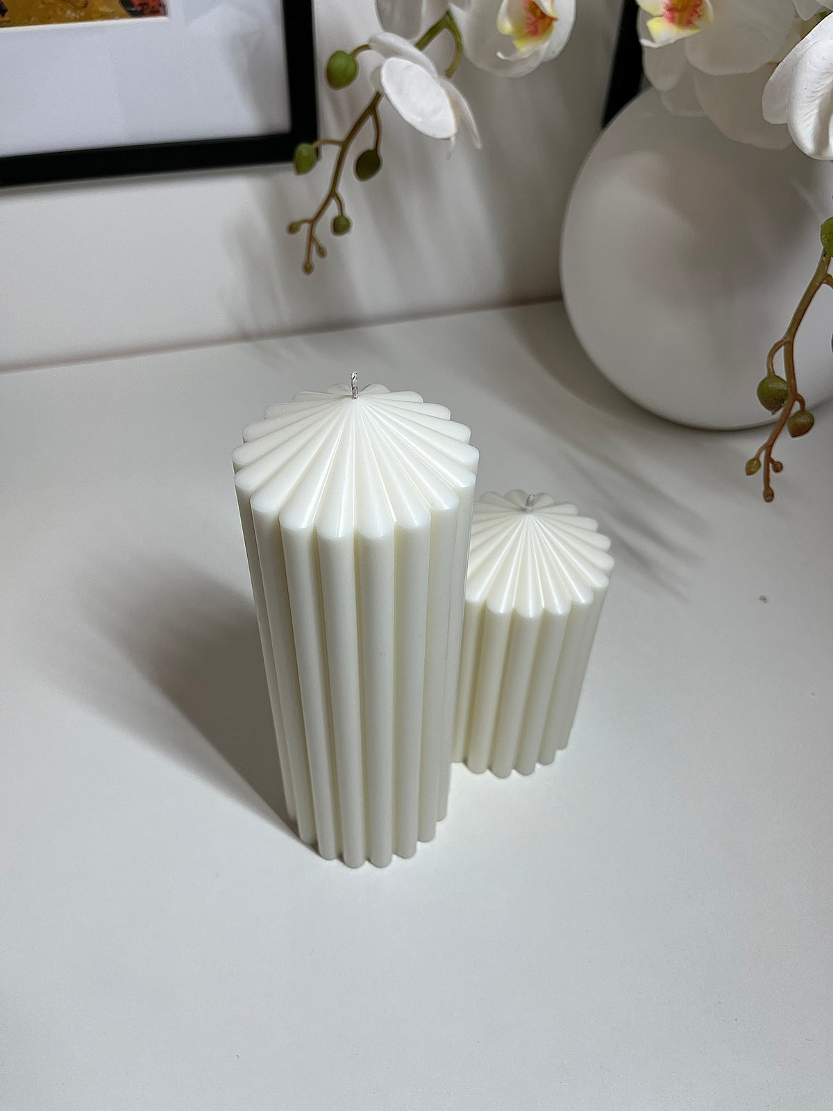 Ribbed Column Candle set x2