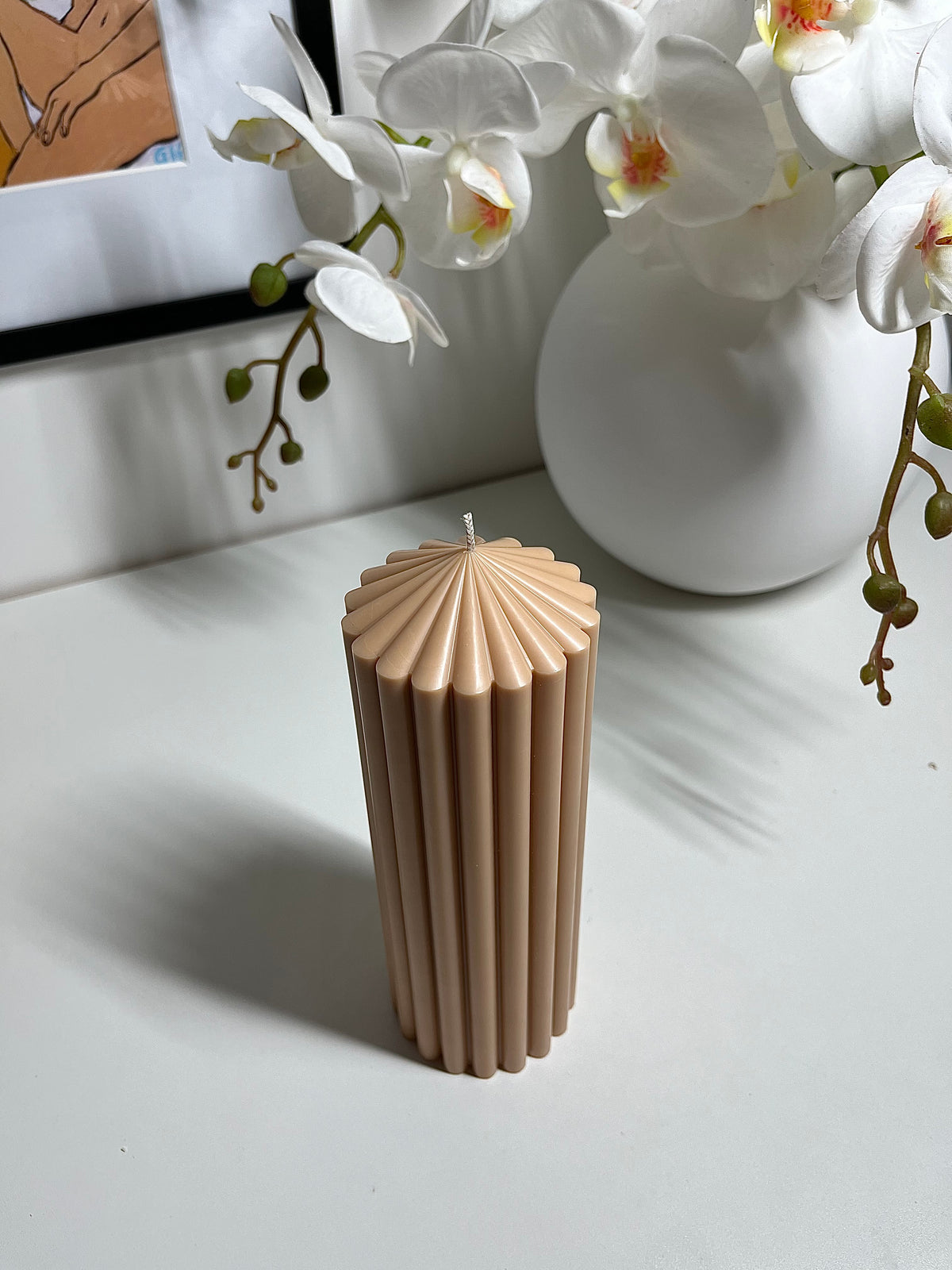 Tall Ribbed Column Candle